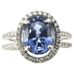 Bague en or blanc 18 carats avec tanzanite et diamants 