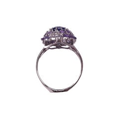 18 Karat White Gold Tanzanite Diamond Sapphire Ring