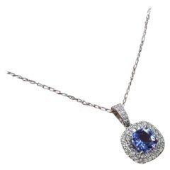 Pendentif en or blanc 18 carats avec tanzanite et diamants naturels de qualité AAA 