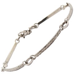 18 Karat White Gold Textured Link Bracelet