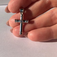 18 Karat White Gold Theo Fennel Cross with .10 Carat Round Brilliant Cut Diamond