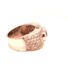 18 Karat White Gold Green Hamilton Thick Pave 2 Carat Diamond Band Ring