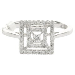 18 Karat White Gold Three Layer Halo Diamond Ring 18 Karat White Gold Three Layer Halo Diamond Ring