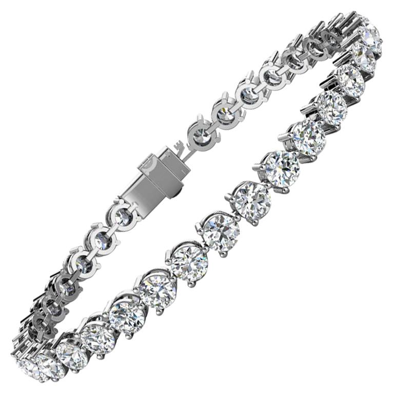 Bracciale tennis con diamanti a tre punte in oro bianco 18 carati "10 Carati
