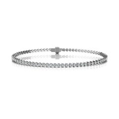 18 Karat White Gold Three Prongs Diamond Tennis Bracelet '2 Carat'