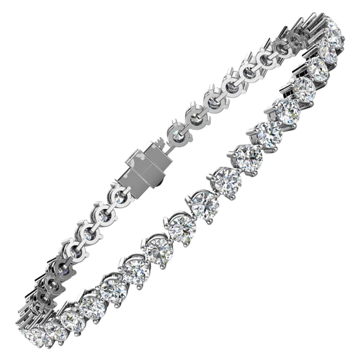 Bracciale tennis con diamanti a tre punte in oro bianco 18 carati "7 Carati