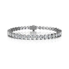 18 Karat White Gold Three Prongs Diamond Tennis Bracelet '8 Carat'