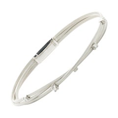 18 Karat White Gold Three Row Diamond Station Bracelet