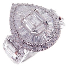 18 Karat White Gold Three-stone Pear Shape Diamond Ring