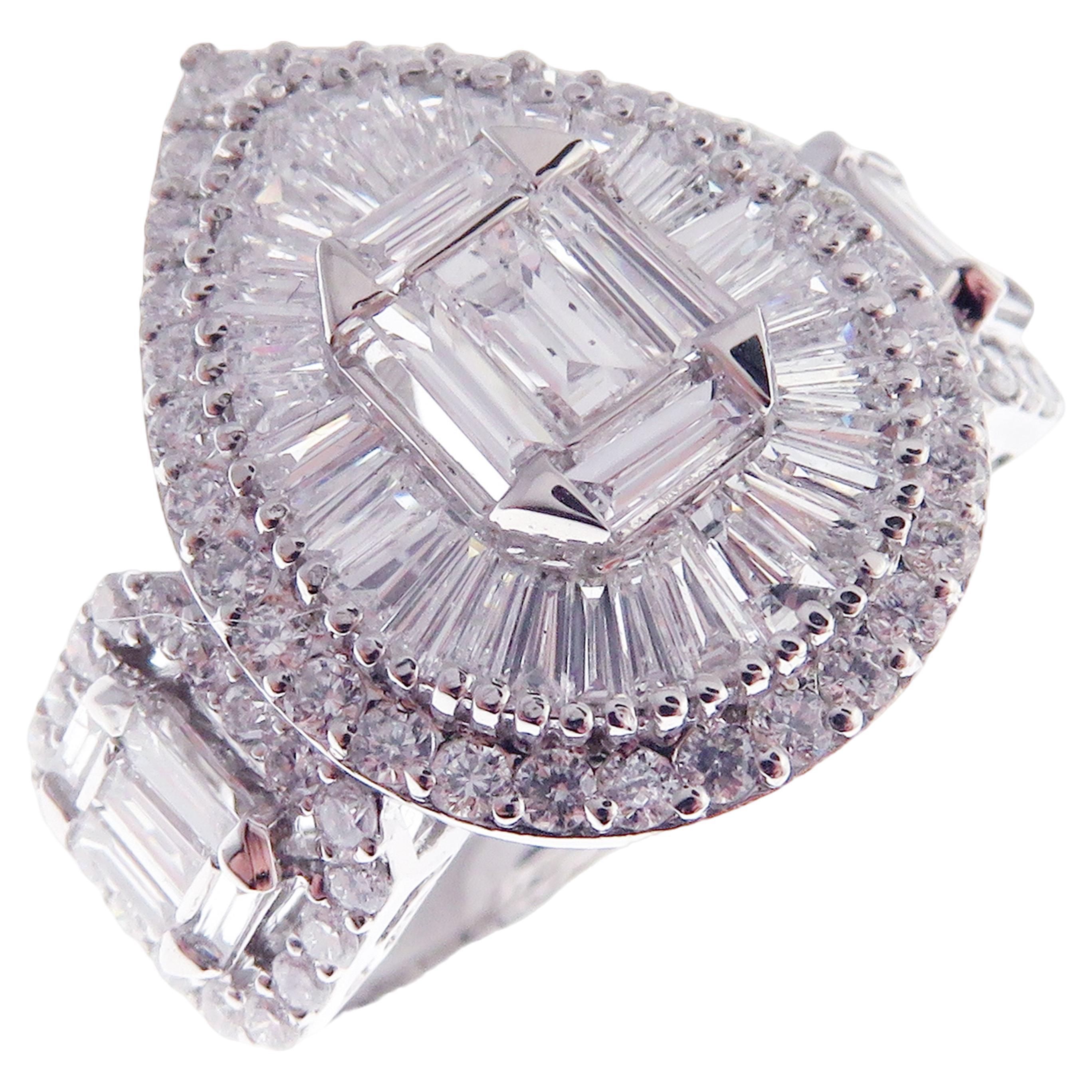 18 Karat White Gold Three-stone Pear Shape Diamond Ring For Sale