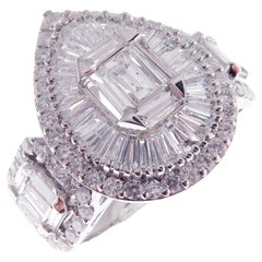 18 Karat White Gold Three-stone Pear Shape Diamond Ring