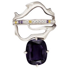 Eighteen Karat White Gold Spinel Engagement Ring with Sapphires and Diamonds