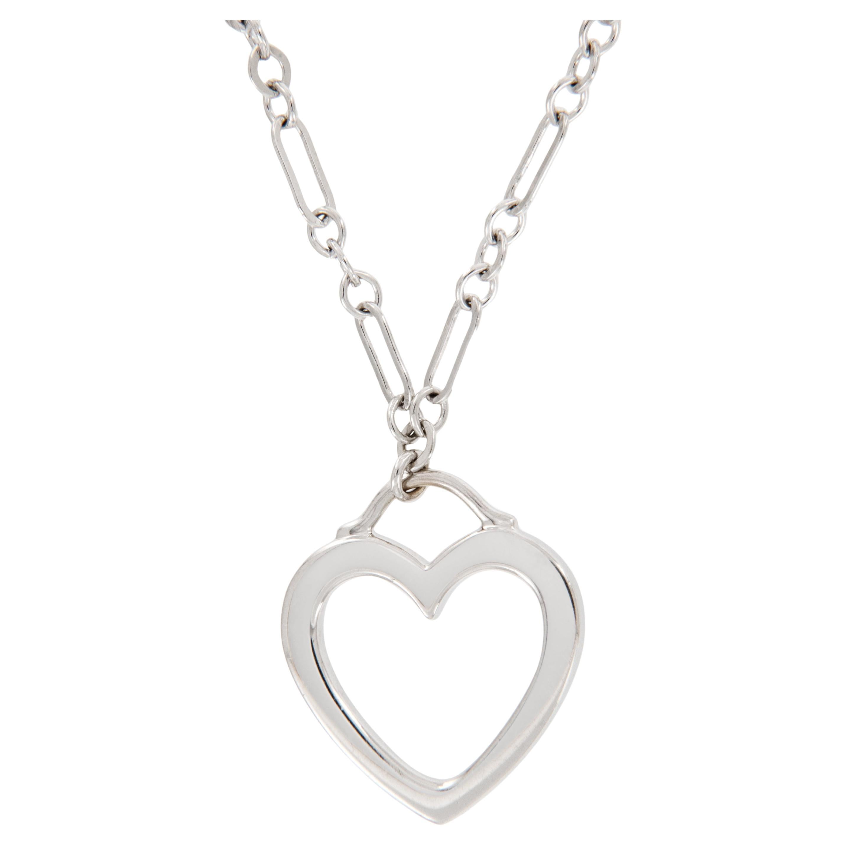 18 Karat White Gold Tiffany and Co Open Heart Necklace
