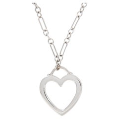 18 Karat White Gold Tiffany and Co Open Heart Necklace
