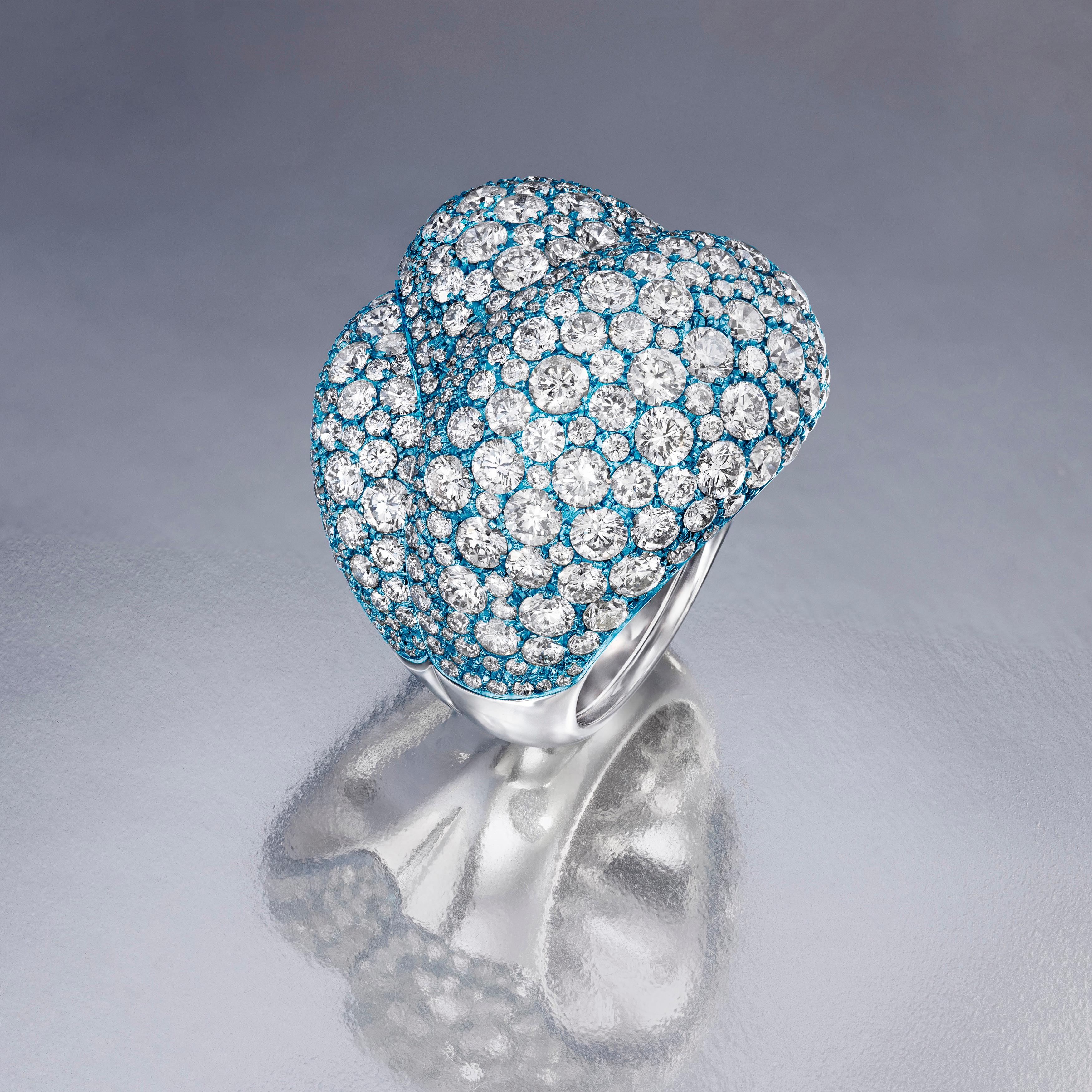 18 Karat White Gold, Titanium and White Diamonds Cocktail Ring 3