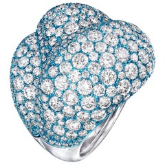 18 Karat Weißgold, Titan und weiße Diamanten Cocktail-Ring