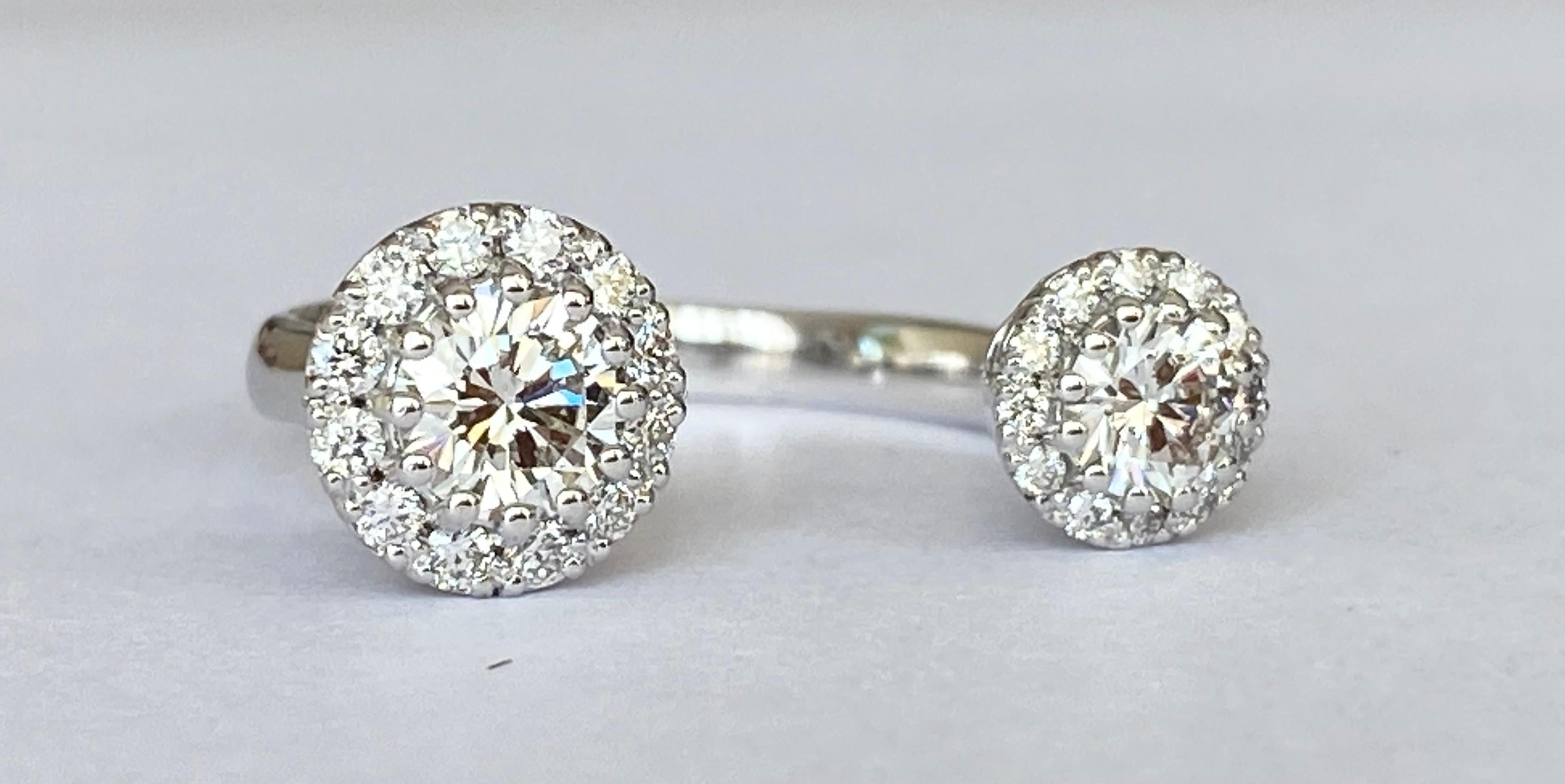 Women's 18 Karat White Gold 'Toi et Moi'  Diamond Ring  For Sale