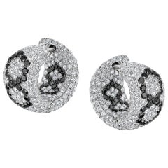 18 Karat White Gold Top Quality White & Black Diamonds Hoop Earrings by Niquesa