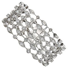 18 Karat White Gold Trellis Diamond Bracelet, 19.25 Carat