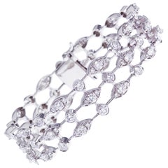18 Karat White Gold Trellis Style Diamond Bracelet, 8.62 Carat