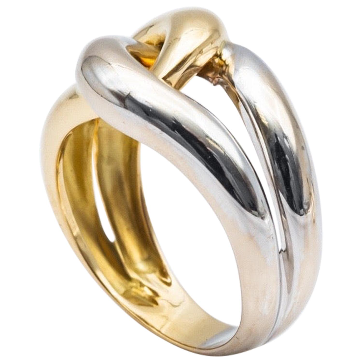 18 Karat White Gold Tresse Ring 18 Karat Yellow Gold