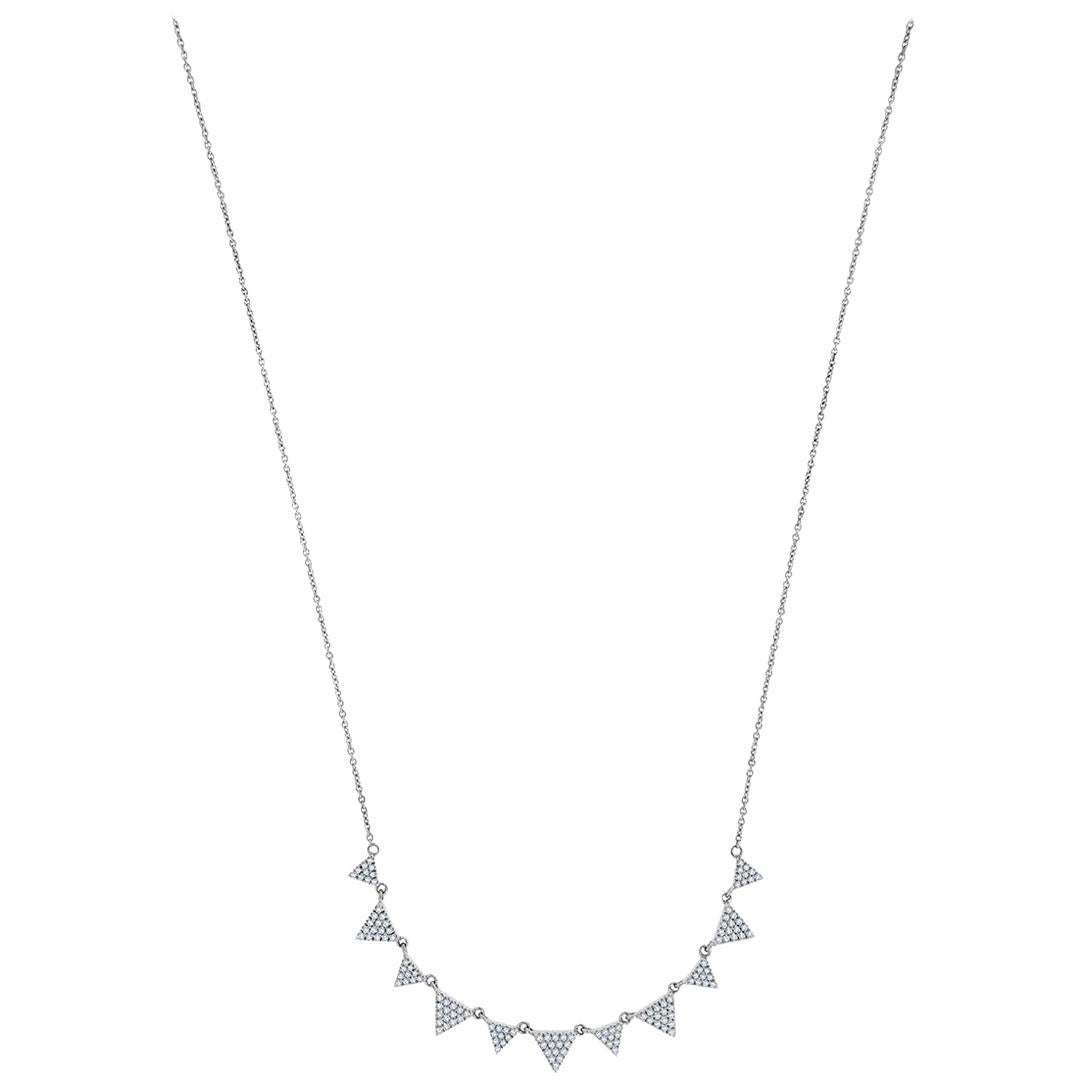 18 Karat White Gold Triangle Diamond Necklace '1/2 Carat' For Sale