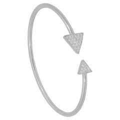 18 Karat White Gold Twist Bangle Double Arrow with Natural Round White Diamonds