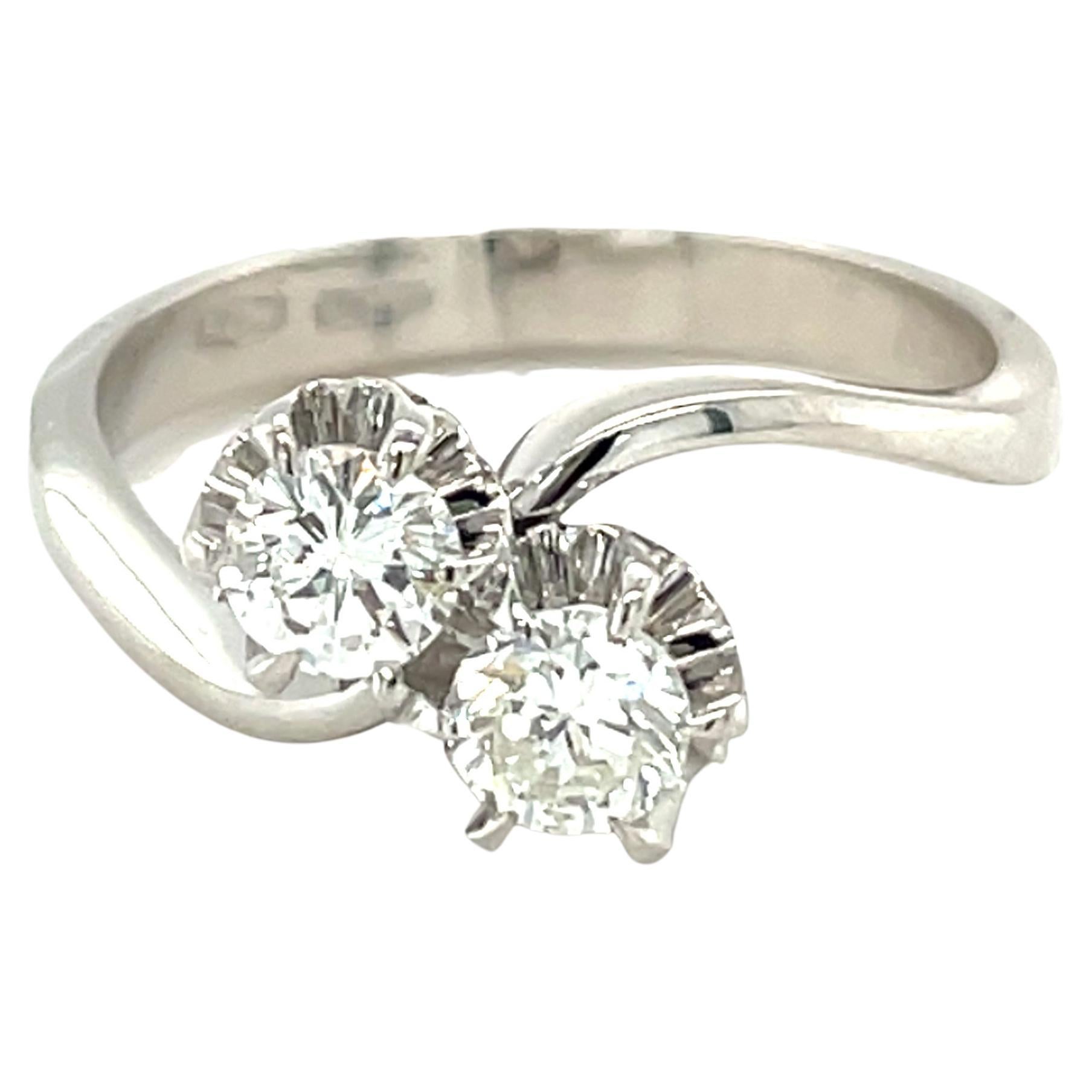 18 Karat White Gold Two Diamond ANNIVERSARY Ring For Sale