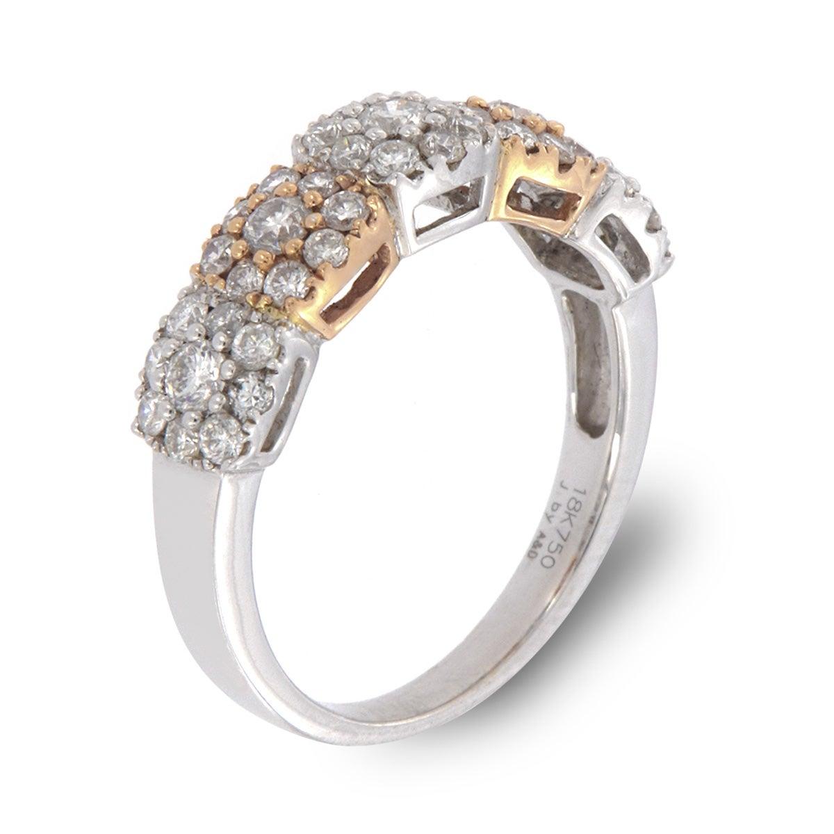 Im Angebot: 18 Karat Weißgold Zweifarbiger Halo Mode Ring '1 Karat' () 2