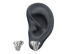 18 Karat White Gold Two Tusk Elephant Stud Earrings