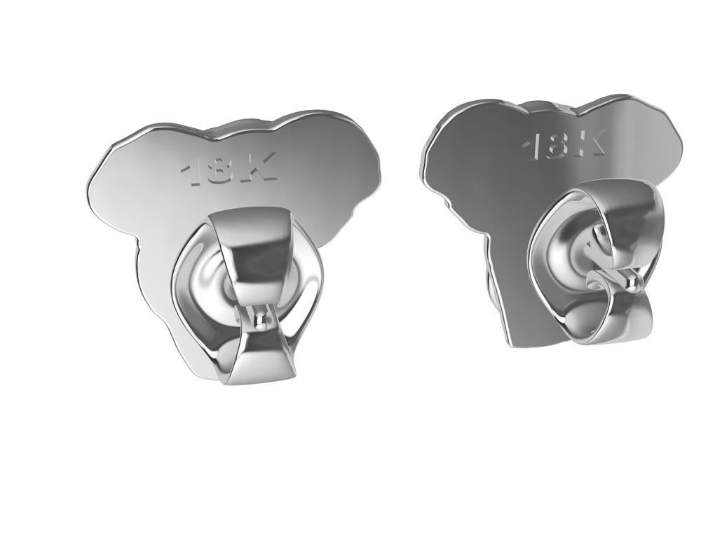 18 Karat White Gold Two Tusk Elephant Stud Earrings In New Condition For Sale In New York, NY