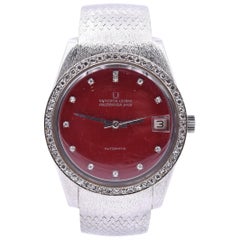 18 Karat White Gold Universal Genève Red Diamond Dial Watch Ref. 369115