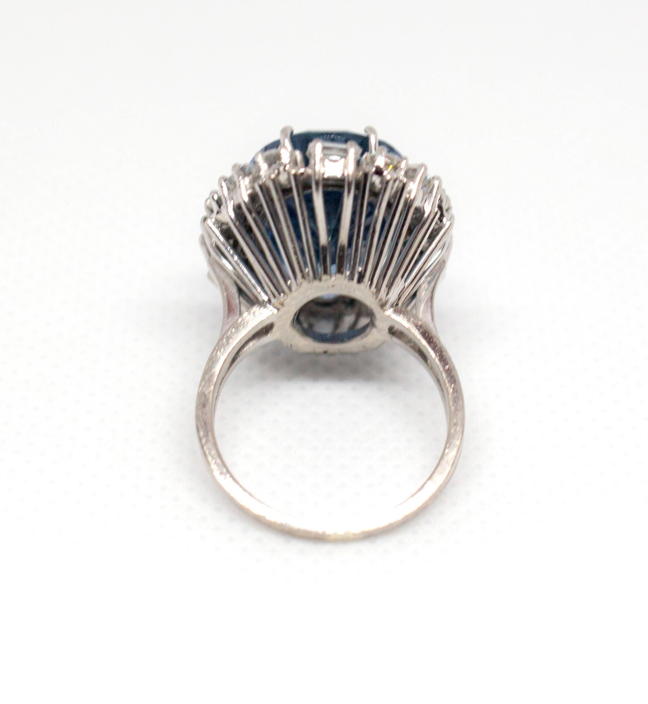 Women's 18 Karat White Gold, Upper Extra Fine Aquamarine and Diamond Ring For Sale