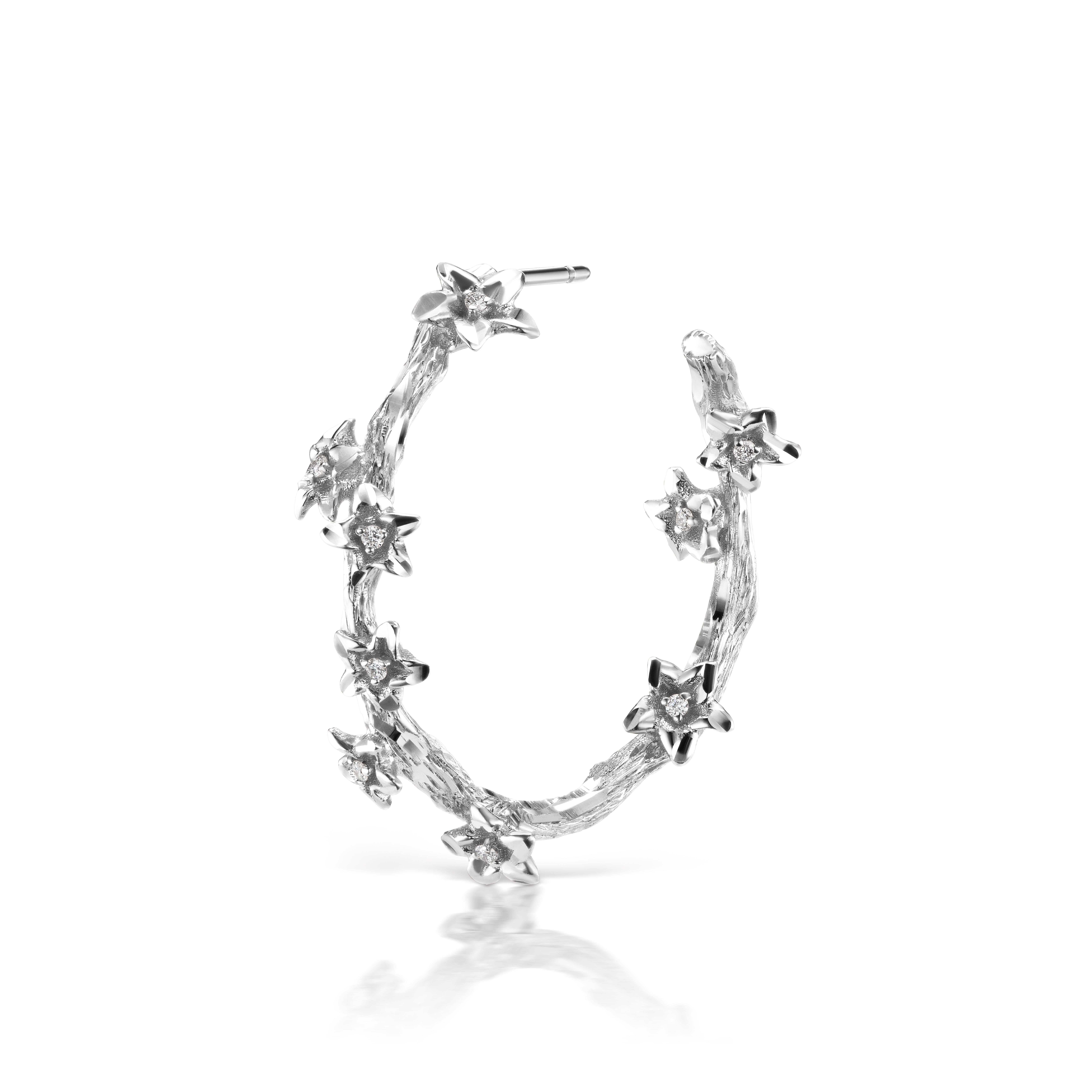 18K White Gold Vine Hoop Earrings with Diamond Accents
0.15ct tw.
1.5
