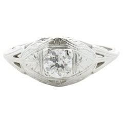18 Karat White Gold Vintage Art Deco Diamond Engagement Ring