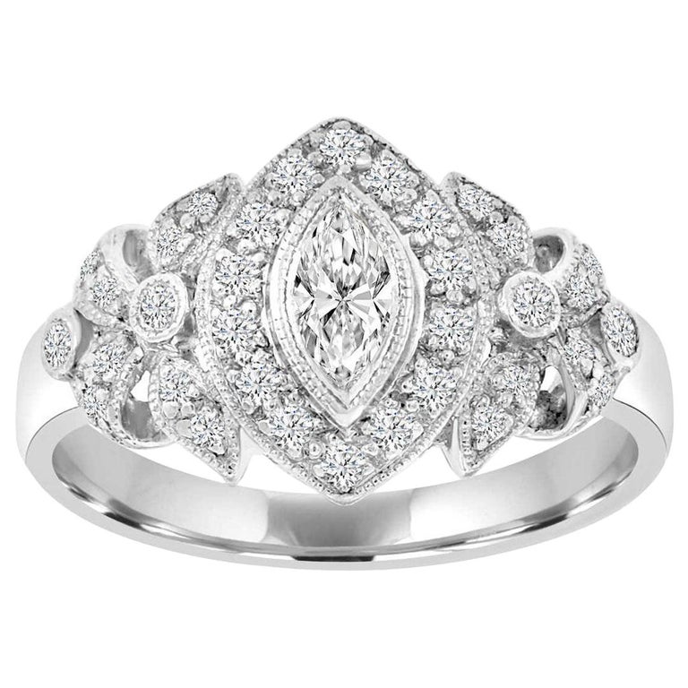 Ordene Anillo De Compromiso Bridal Rise 1.0crt En Corte Redondo 1 Quilates 14k Oro Blanco Diamante Cultivado En Laboratorio