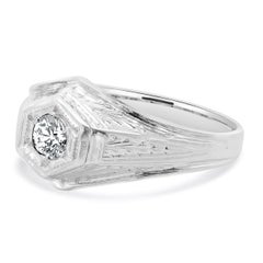 18 Karat Weißgold Vintage Old Mine Cut Diamond Solitaire Ring