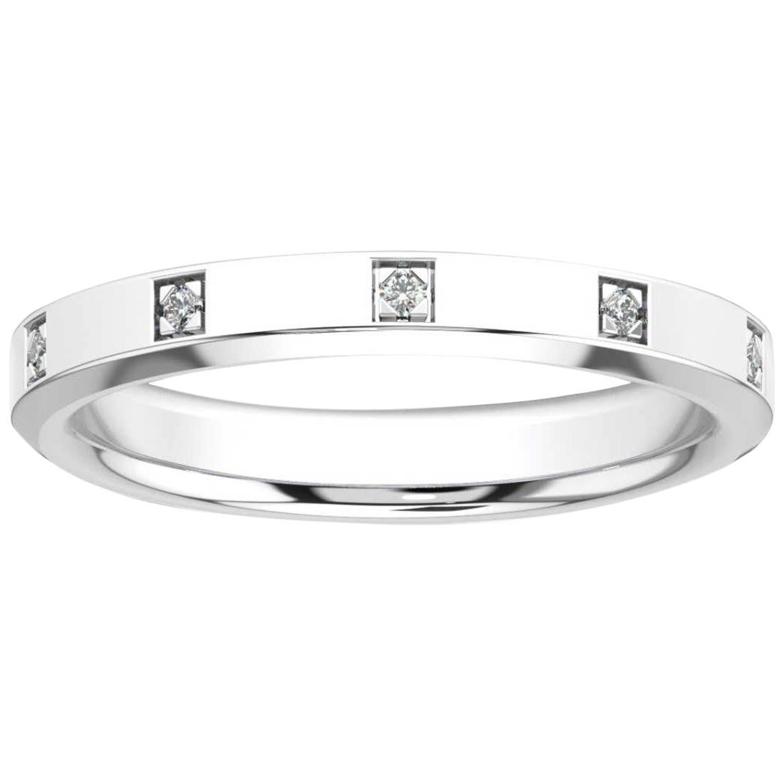 18 Karat White Gold Vivian Beveled Edge Eternity Diamond Ring '1/10 Carat' For Sale