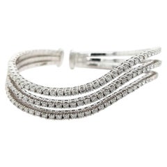 18kt White Gold Wave Bracelet Clamper / Bangle 2.83ct Diamonds