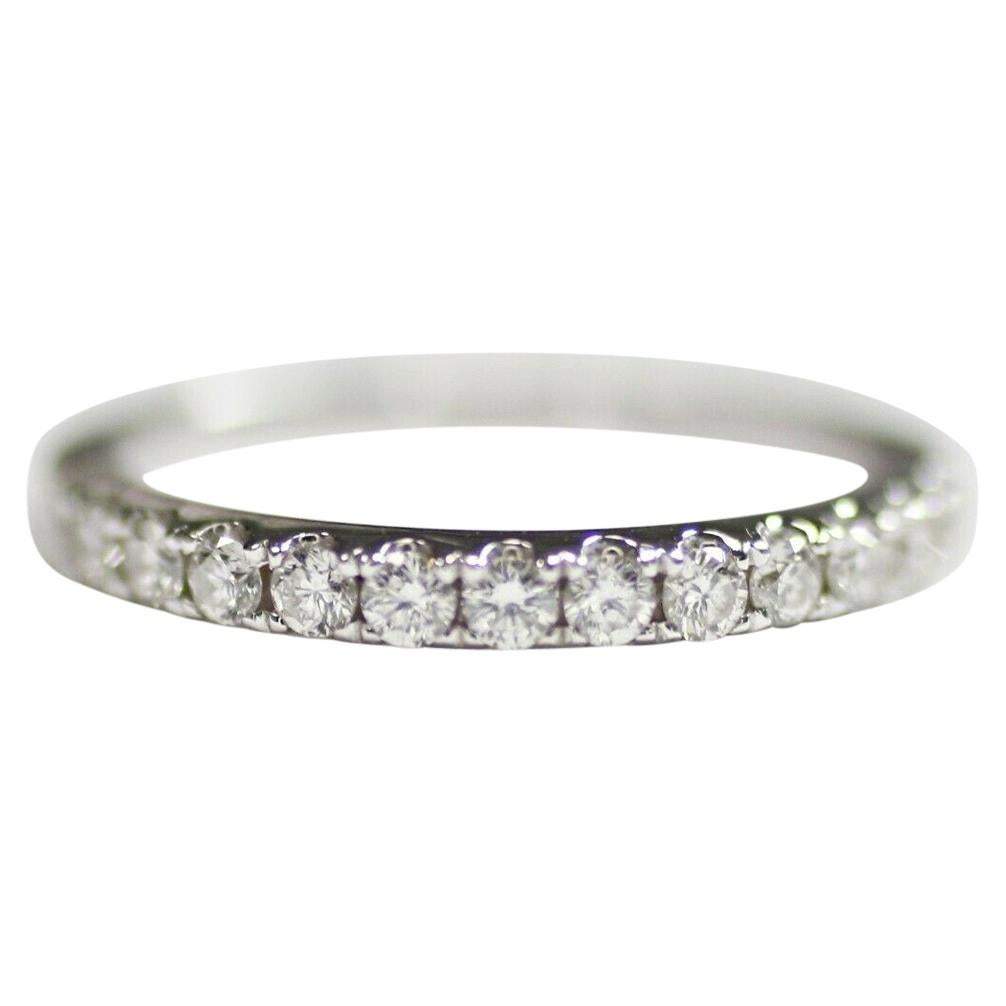 18 Karat White Gold Wedding Band Ring with Diamonds For Sale