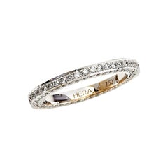 Used 18 Karat White Gold Wedding Ring Set with 1.36 Carat Brilliant Cut Diamonds Pave