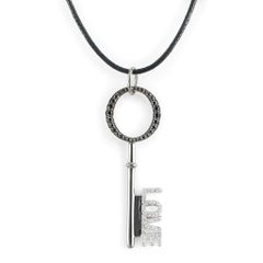AENEA 18k White Gold White and Black Diamonds Key Pendant