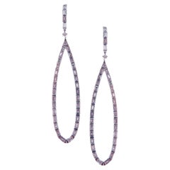 18-Karat White Gold White Baguette Diamonds Teardrop-shaped Dangling Earrings