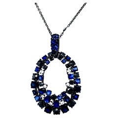 Halskette Ocean Treasures mit schwarzen Diamanten und blauen Saphiren