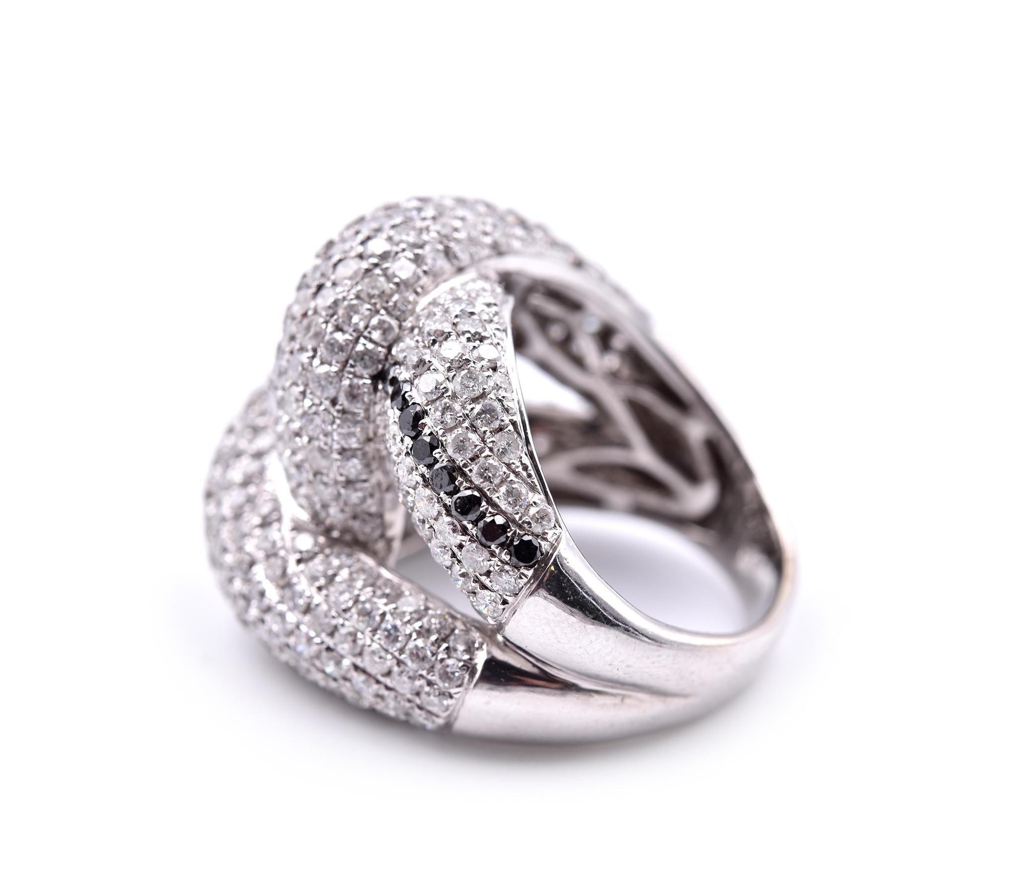 Women's 18 Karat White Gold/ White, Chocolate and Black Diamond Fashion Ring
