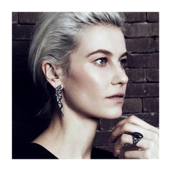 18 Karat White Gold, White Diamond and Black Enamel Scarab Ring