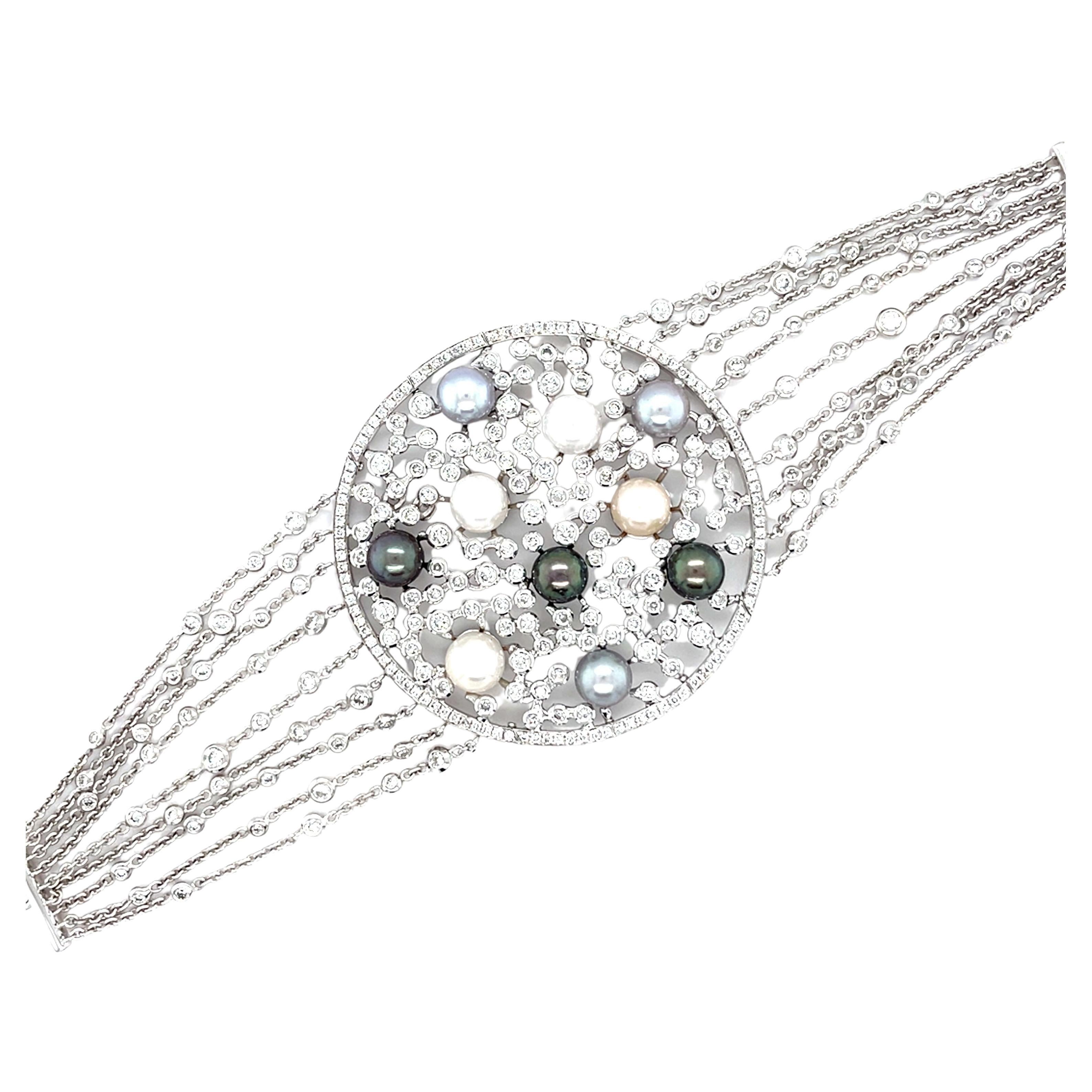 Bracelet de perles d'Australie en or blanc 18 carats et diamants blancs