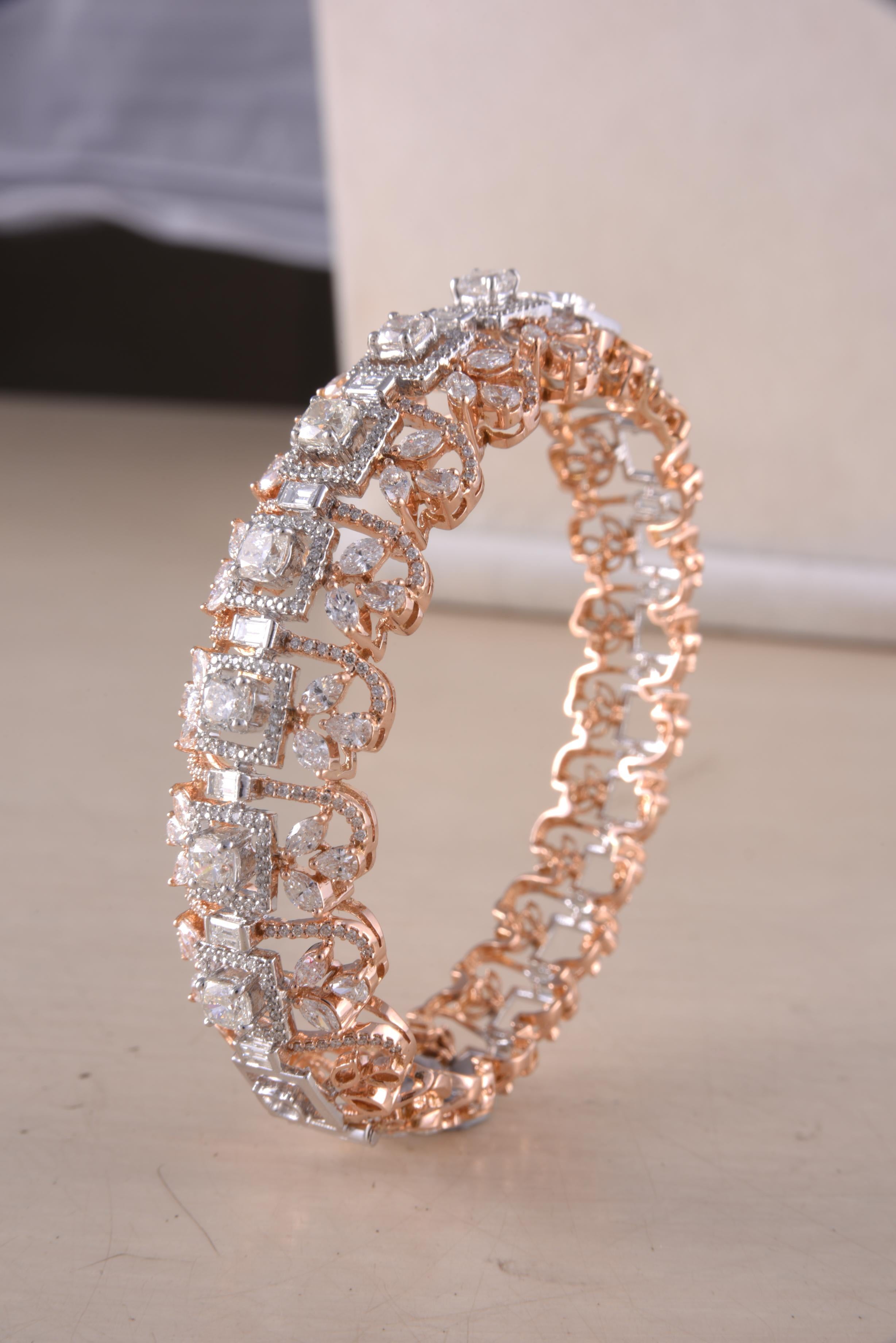 Modern 18 Karat White Gold White Diamond Bangle Cuff For Sale