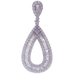 Oro bianco 18 carati Diamante bianco semplice 1,75'' Orecchino pendente a pera baguette