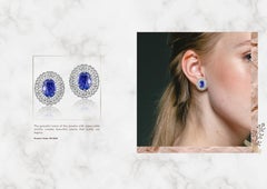 18 Karat White Gold White Diamond Tanzanite Stud Earrings